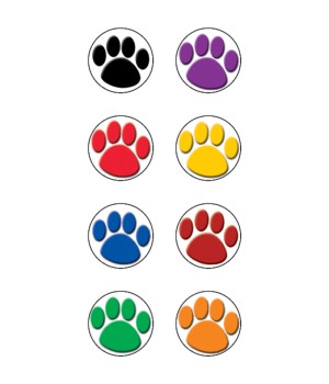 Colorful Paw Prints Mini Stickers, 3/8", Pack of 528