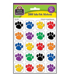 Colorful Paw Print Stickers Valu-Pak (260 pieces)