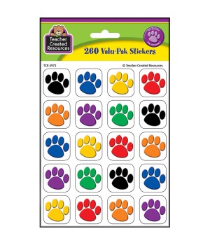 Colorful Paw Print Stickers Valu-Pak (260 pieces)