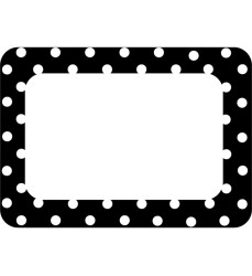 Black Polka Dots 2 Name Tags/Labels, Pack of 36