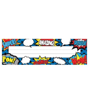 Superhero Flat Name Plates, Pack of 36