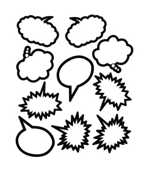 Superhero Black & White Speech/Thought Bubbles Accents, Pack of 30