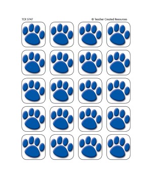 Blue Paw Prints Stickers, 1" Square