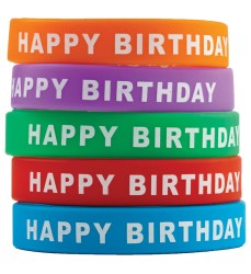 Happy Birthday Wristbands, Pack of 10