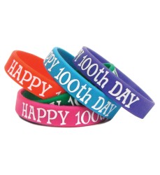 Happy 100th Day Wristband Pack, Pack of 10