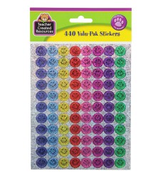Mini Happy Face Sparkle Valu-Pak Stickers, Pack of 440