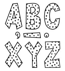 Black Painted Dots on White 7" Fun Font Letters