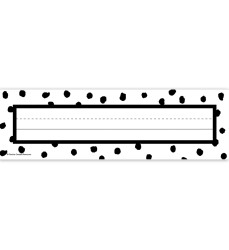 Black Painted Dots on White Flat Name Plates, 11-1/2" x 3-1/2", Pack of 36