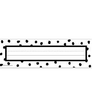 Black Painted Dots on White Flat Name Plates, 11-1/2" x 3-1/2", Pack of 36