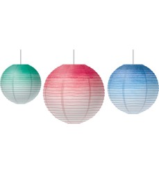 Watercolor Hanging Paper Lanterns, Assorted Colors & Sizes, Pack of 3