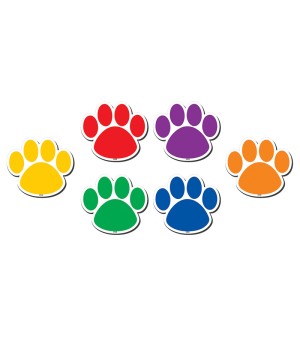 Colorful Paw Prints Magnetic Accents, Pack of 18