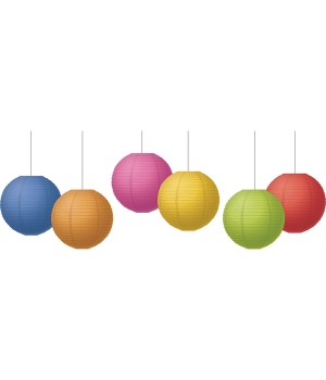 Colorful 8" Hanging Paper Lanterns, Pack of 6