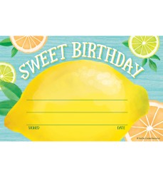 Lemon Zest Sweet Birthday Awards, Pack of 30