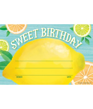 Lemon Zest Sweet Birthday Awards, Pack of 30