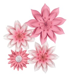Pink Blossoms Paper Flowers, Pack of 4