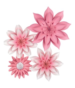 Pink Blossoms Paper Flowers, Pack of 4