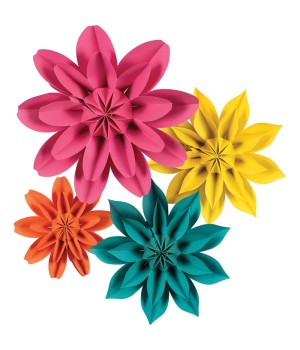 Beautiful Brights Paper Flowers, Pack of 4