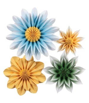 Floral Sunshine Paper Flowers, Pack of 4