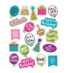 Confetti Happy Birthday Stickers, Pack of 120