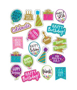 Confetti Happy Birthday Stickers, Pack of 120