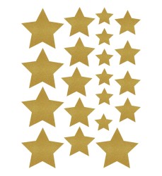 Gold Shimmer Stars Accents - Assorted Sizes - Pack of 60