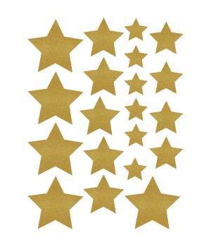 Gold Shimmer Stars Accents - Assorted Sizes - Pack of 60