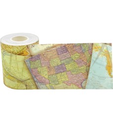 Travel the Map Straight Rolled Border Trim, 50 Feet