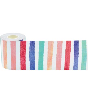 Watercolor Stripes Straight Rolled Border Trim, 50 Feet