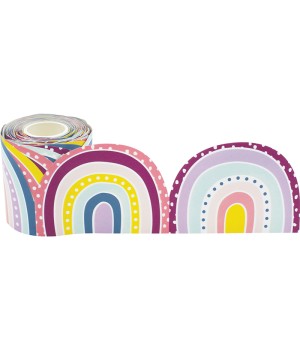 Oh Happy Day Rainbows Die-Cut Rolled Border Trim, 50 Feet