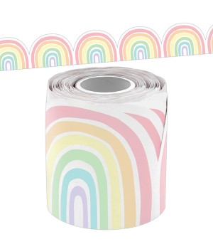 Pastel Pop Rainbows Die-Cut Rolled Border Trim, 50 Feet