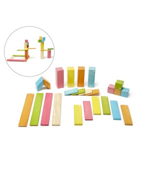 Magnetic Wooden Blocks, 24-Piece Set, Tints