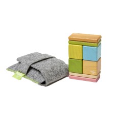 Magnetic Wooden Blocks, 8-Piece Pocket Pouch, Tints