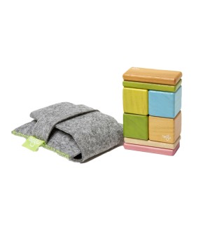 Magnetic Wooden Blocks, 8-Piece Pocket Pouch, Tints