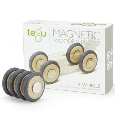 Magnetic Wooden Blocks, Wheels Accessory, 4-Pack