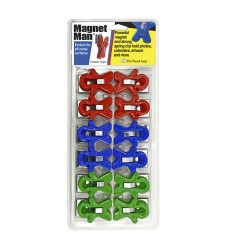 Magnet Man Magnetic Clip, Assorted Colors, Clamshell, Pack of 12