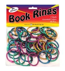 Book Rings, Assorted Colors, Pack of 50