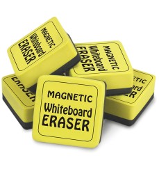 Magnetic Whiteboard Eraser, 2" x 2", Yellow, Pack of 12