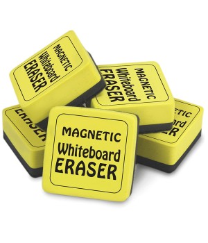 Magnetic Whiteboard Eraser, 2" x 2", Yellow, Pack of 12