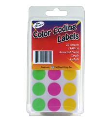 Color Coding Circle Labels, Neon, Pack of 180