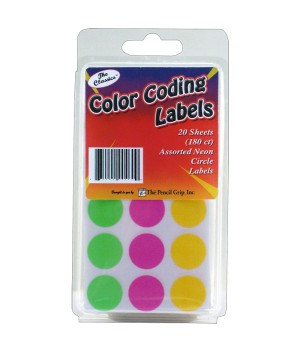 Color Coding Circle Labels, Neon, Pack of 180